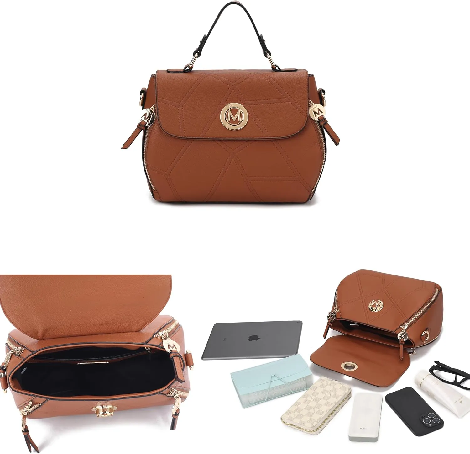 MKF Collection Satchel Bag for Womens, Vegan leather Crossbody Handbag Top-Handle Purse