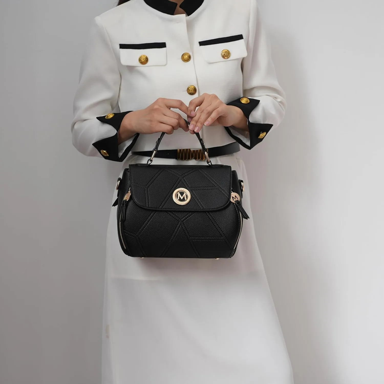 MKF Collection Satchel Bag for Womens, Vegan leather Crossbody Handbag Top-Handle Purse