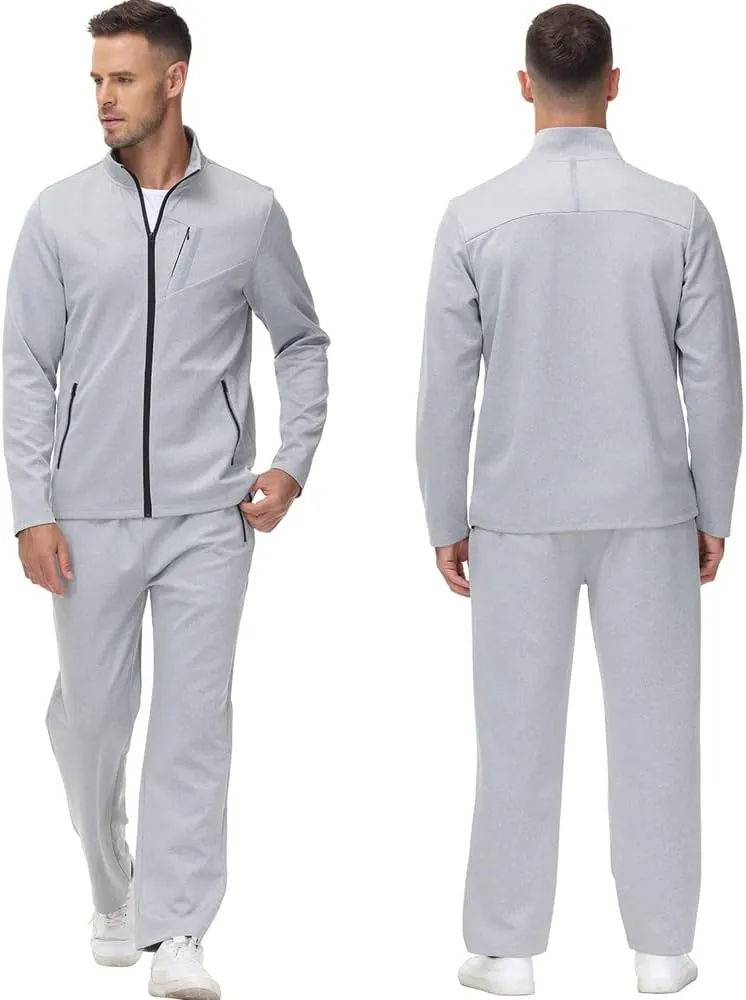 MoFiz Men's Tracksuits Set Long Sleeve Causal Full Zip Running Sports Sweatsuit For Men 2 Piece Outfits