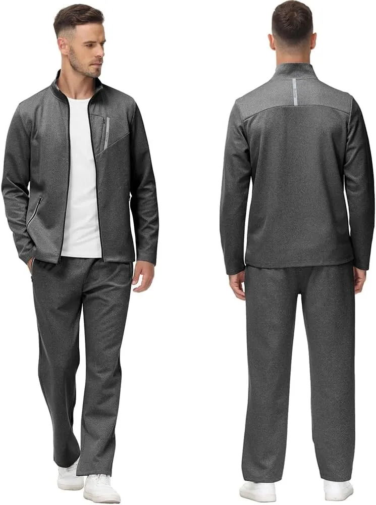 MoFiz Men's Tracksuits Set Long Sleeve Causal Full Zip Running Sports Sweatsuit For Men 2 Piece Outfits