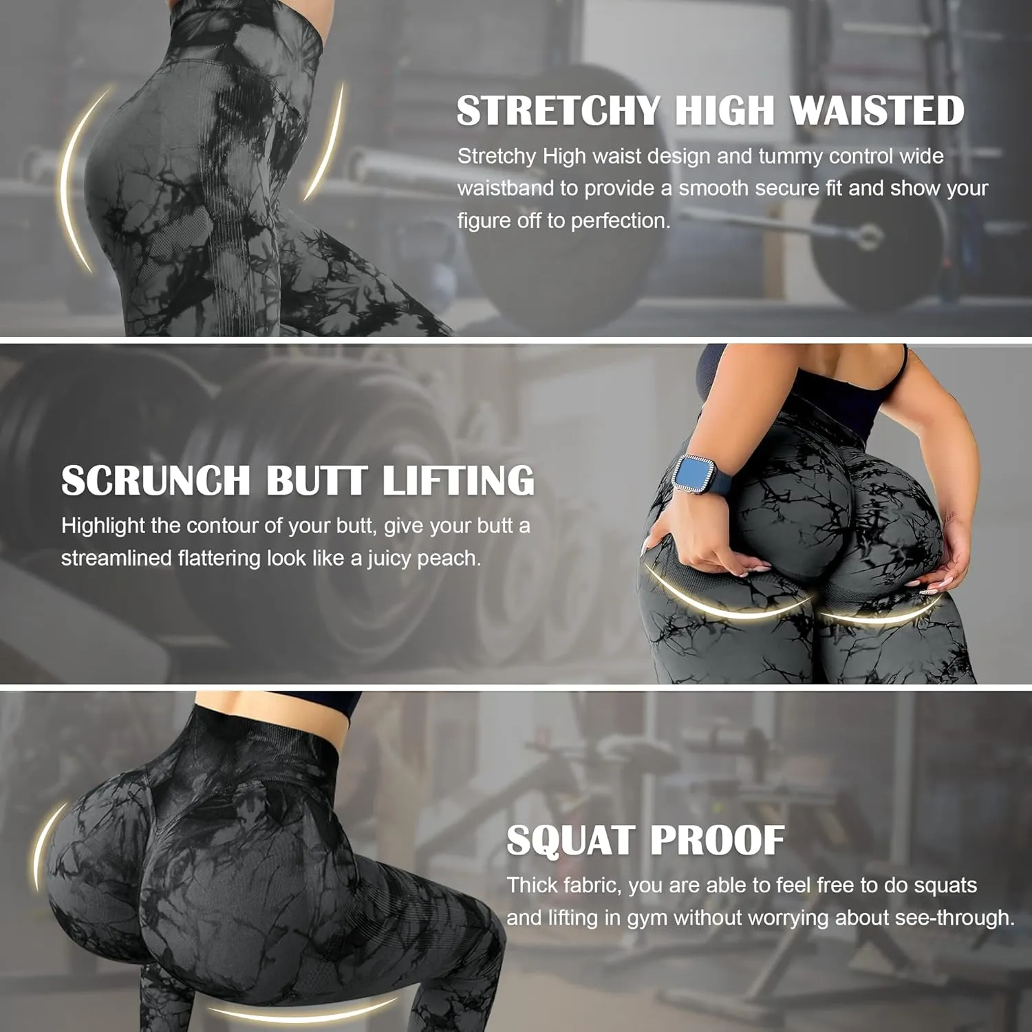 MOHUACHI Women Scrunch Butt Lifting Leggings for Women Seamless High Waisted Workout Yoga Pants Gym Booty Tights
