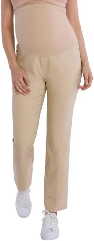 Motherhood Maternity Women's Super Stretch Secret Fit Over The Belly Ankle Straight Leg Pregnancy Dress Pants for Work