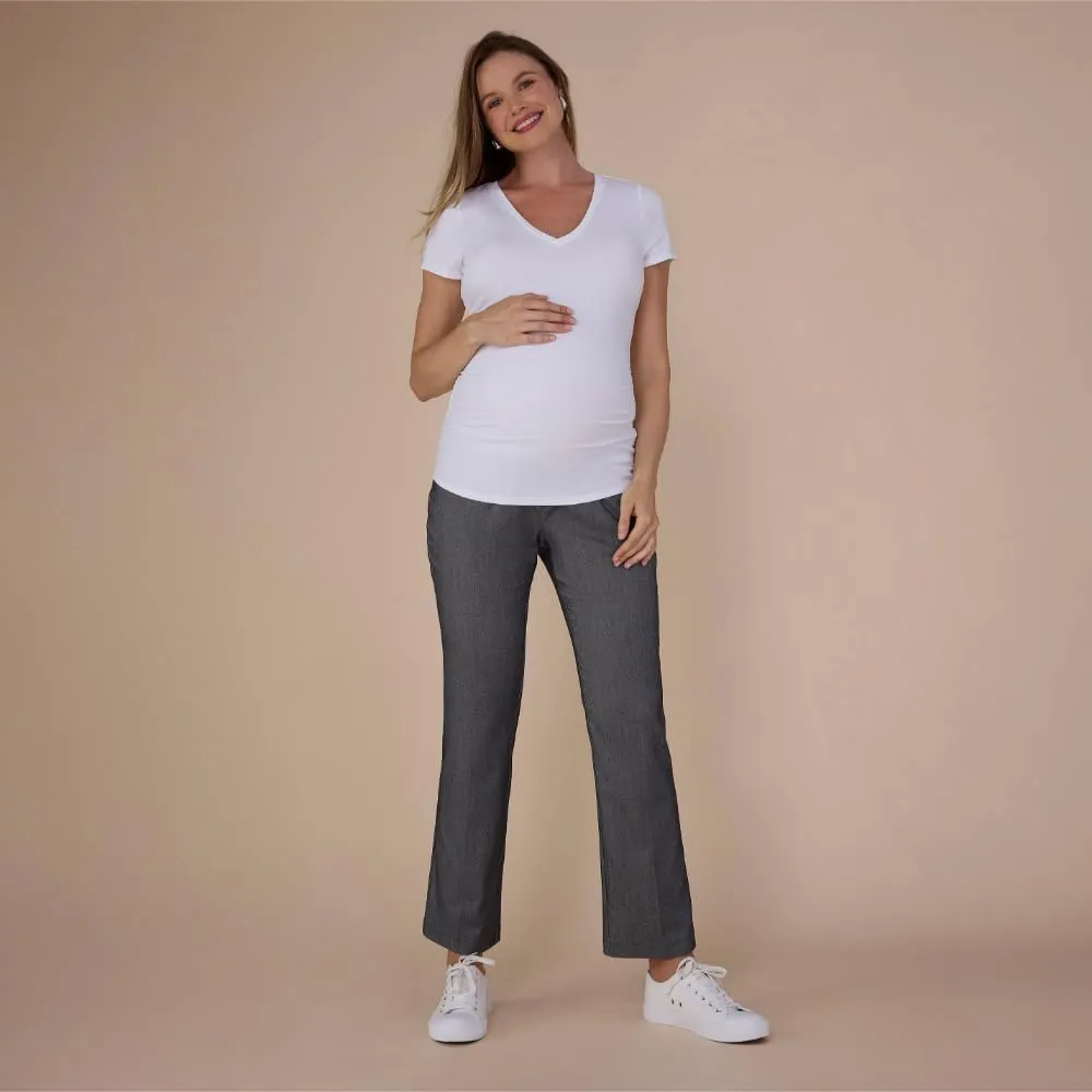 Motherhood Maternity Women's Super Stretch Secret Fit Over The Belly Ankle Straight Leg Pregnancy Dress Pants for Work