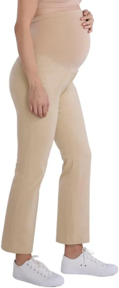 Motherhood Maternity Women's Super Stretch Secret Fit Over The Belly Ankle Straight Leg Pregnancy Dress Pants for Work