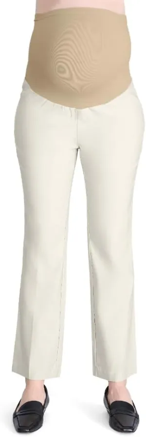 Motherhood Maternity Women's Super Stretch Secret Fit Over The Belly Ankle Straight Leg Pregnancy Dress Pants for Work