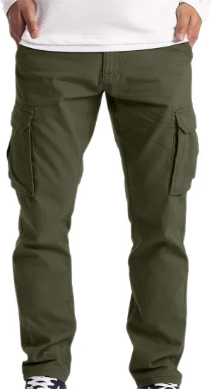 Multiple Pockets Cargo Pants Mens Work Sports Pants Straight Leg Trousers Outdoor Hiking Joggers Mens Slim Fit Cargo