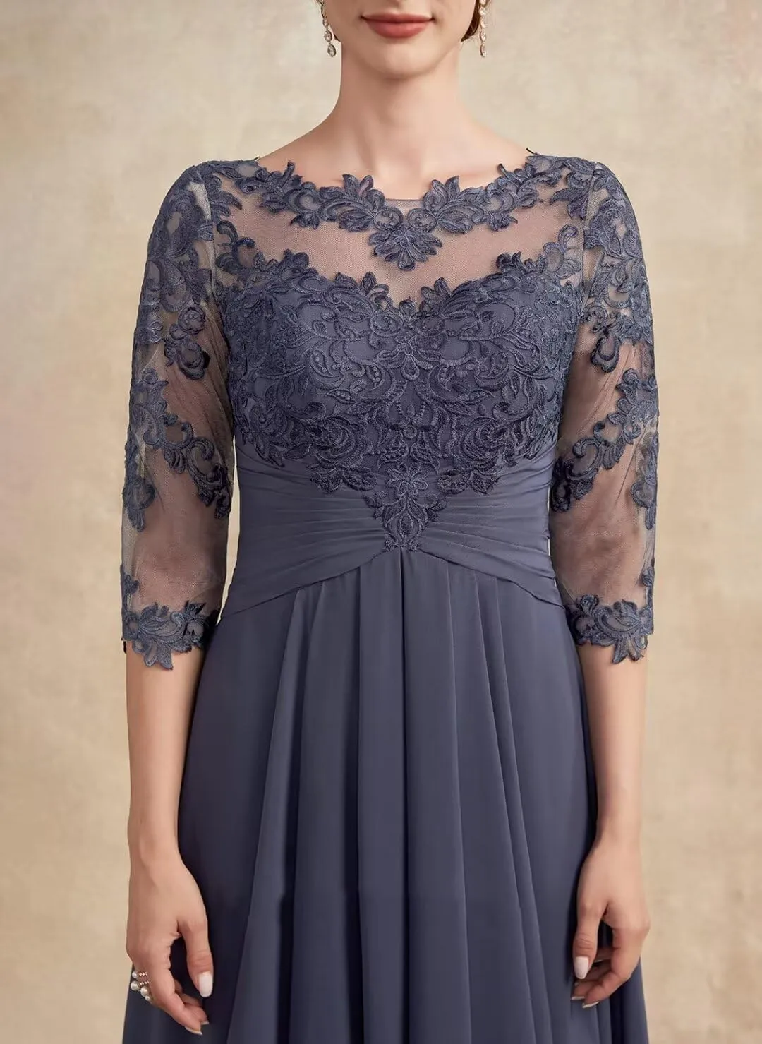 NABN Mother of The Bride Dress Scoop Neck Chiffon Wedding Guest Formal Evening Gowns Party Dress
