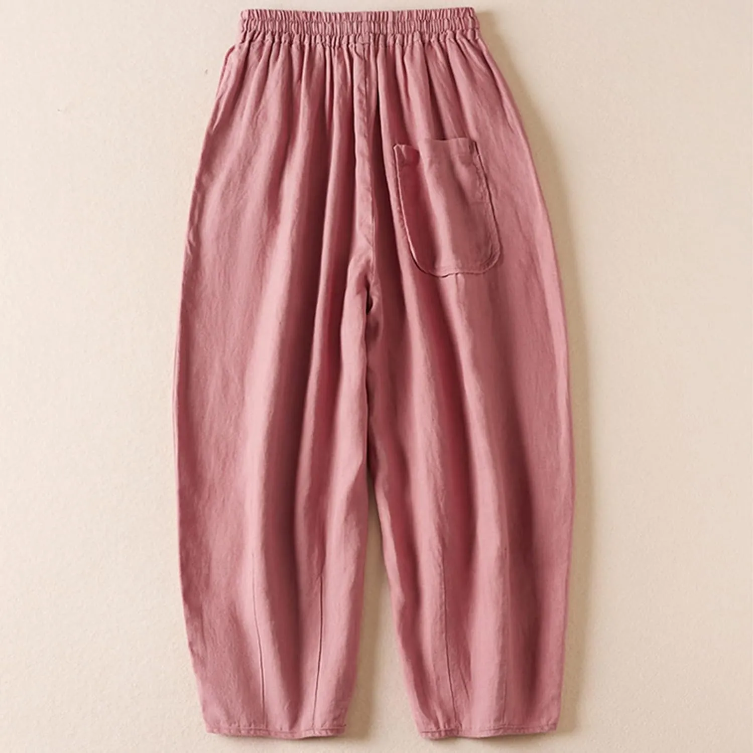 NATHGAM Womens Linen Pants Flowy Summer High Waisted Wide Leg Pant with Pockets Lounge Trousers Casual Palazzo Harem Pants