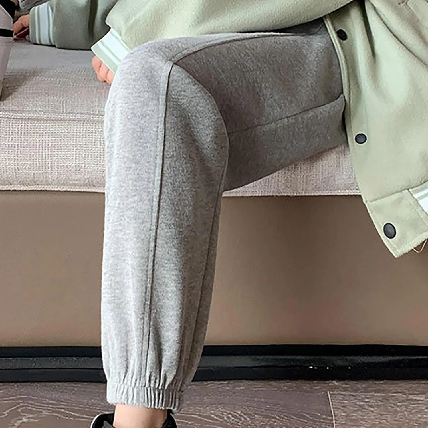 NATHGAM Women's Sweatpants Winter Warm Fleece Lined High Waist Wide Leg Pants Lightweight Comfy Fashion Y2K Street Trousers