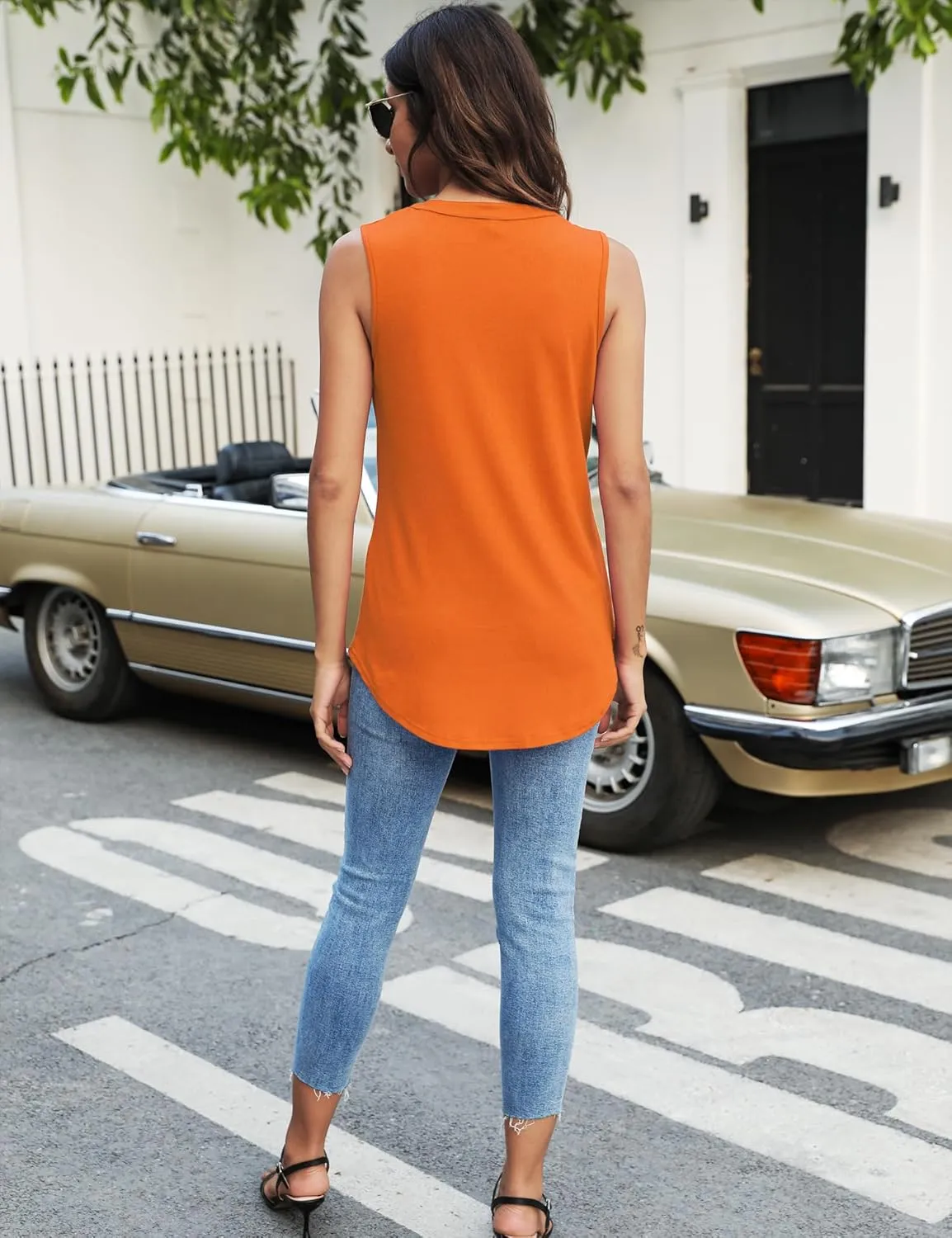 Newchoice Womens Tank Tops V Neck Sleeveless Summer Shirts Loose Dressy Casual Blouses (S-3XL)
