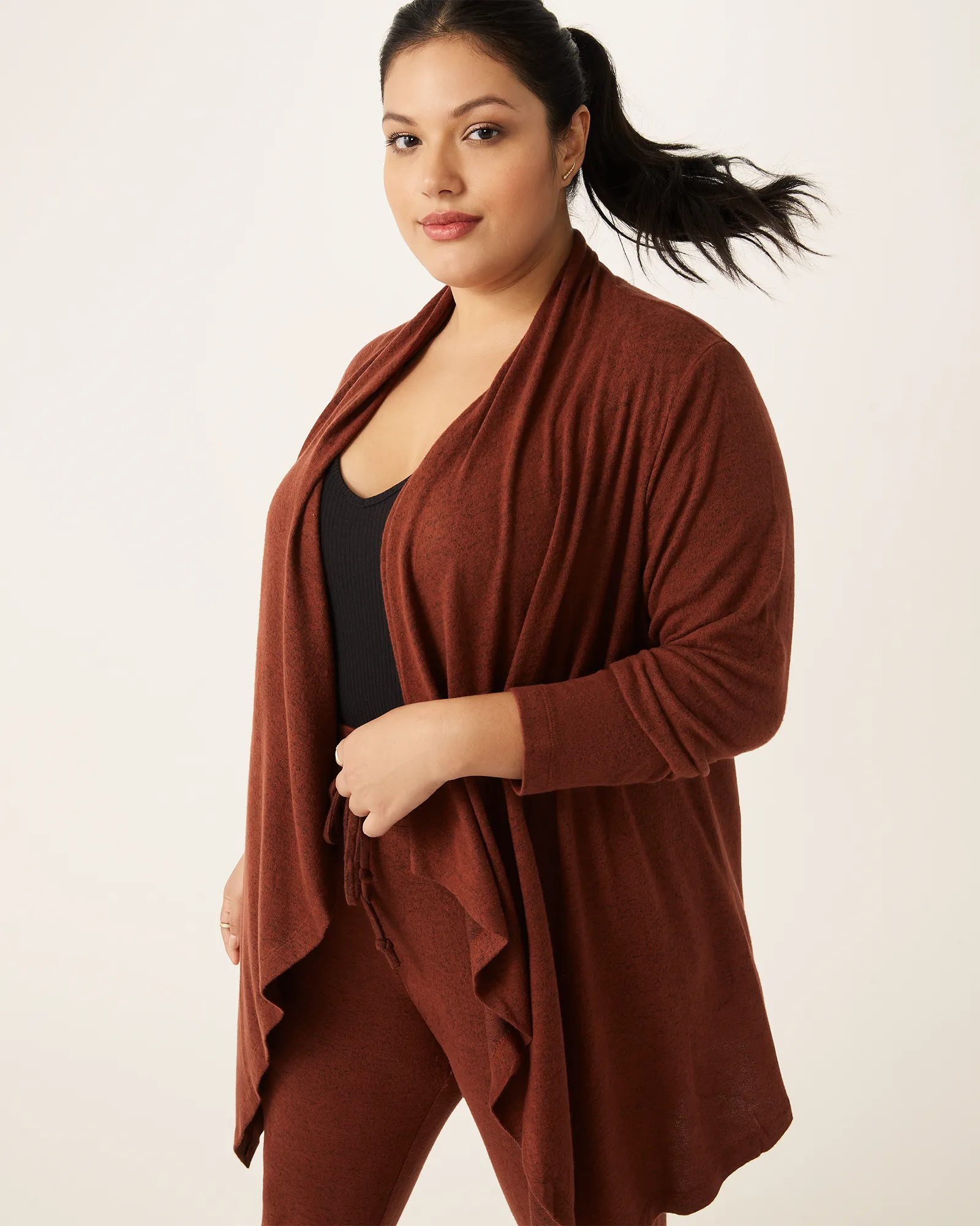 Nisha Waterfall Cardigan | Cherry Mahogany