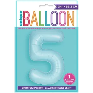 Number 5 Foil Balloon Matte - Powder Blue
