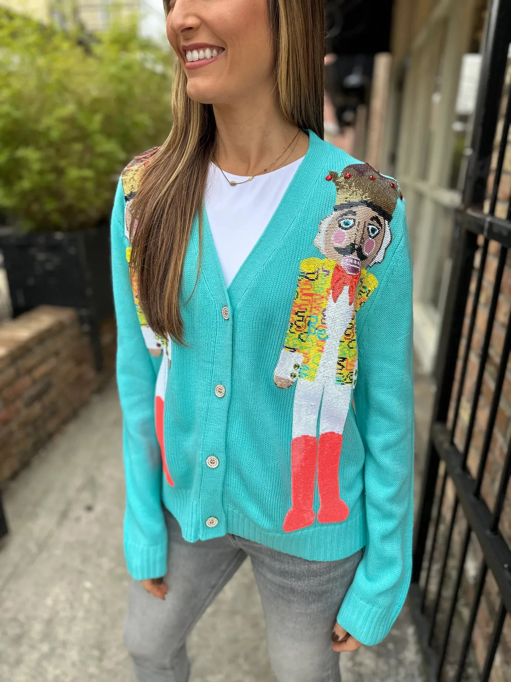 Nutcracker Sequin Christmas Knitted Sweater Cardigan