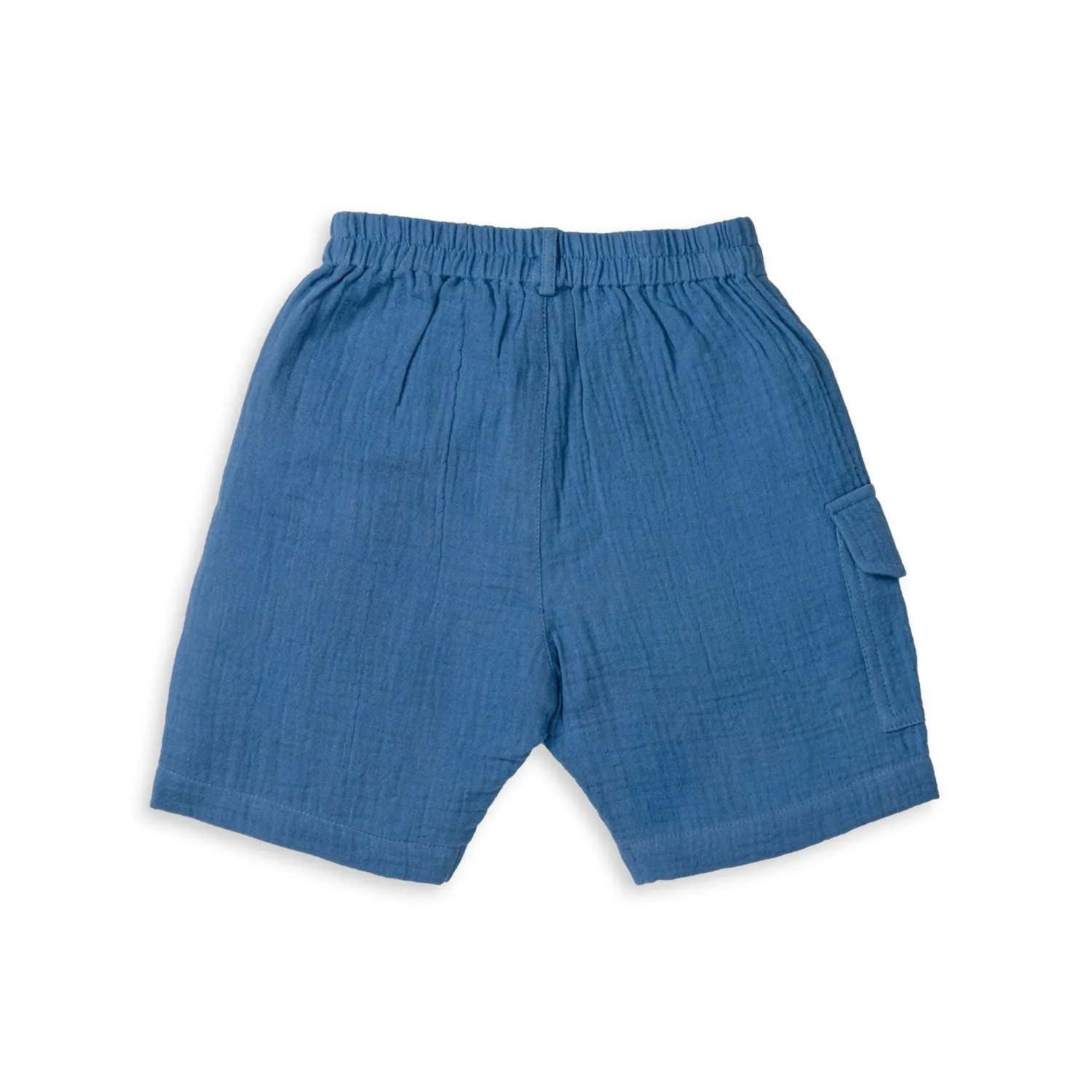 Organic Cotton Crinkle Shorts - Coronet Blue