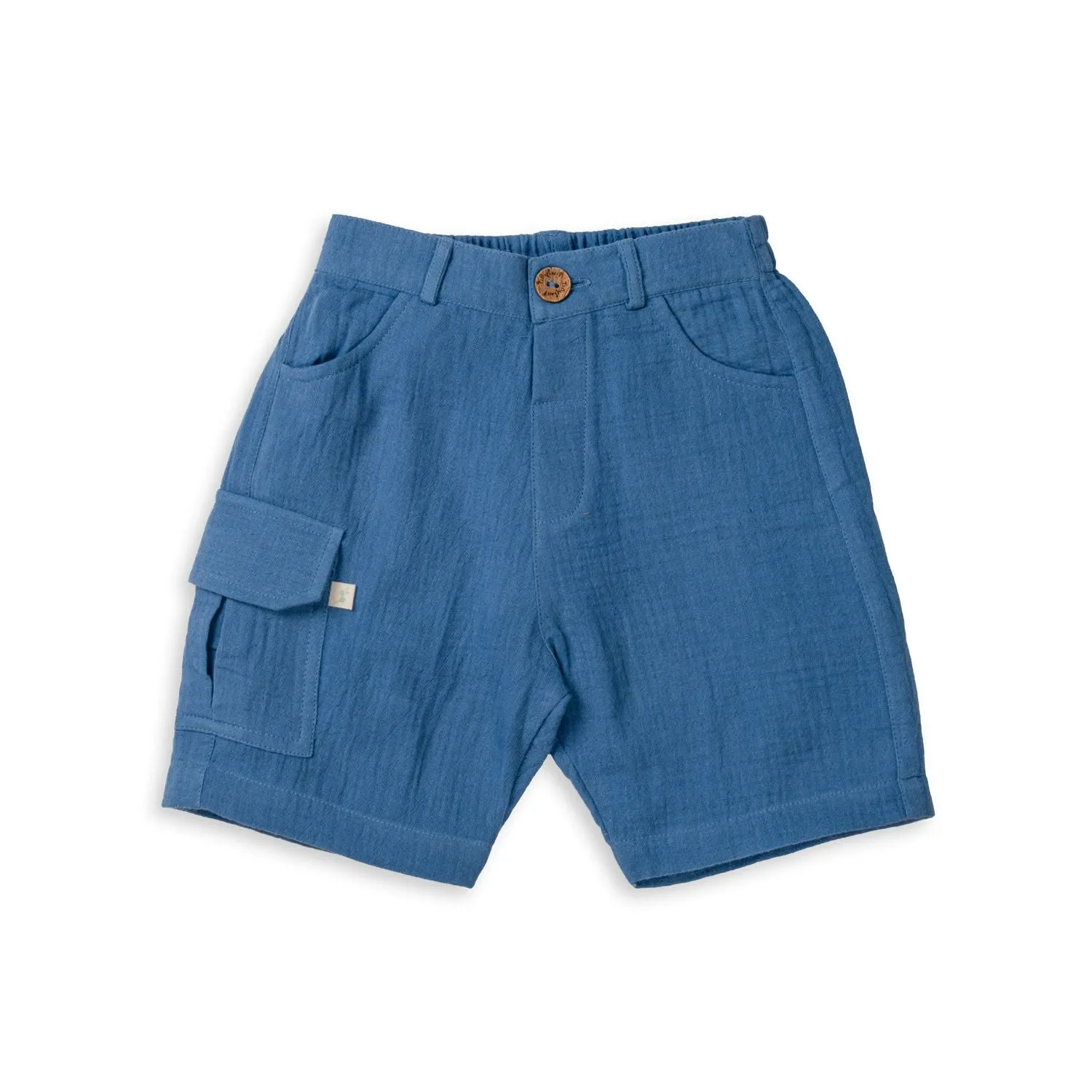Organic Cotton Crinkle Shorts - Coronet Blue