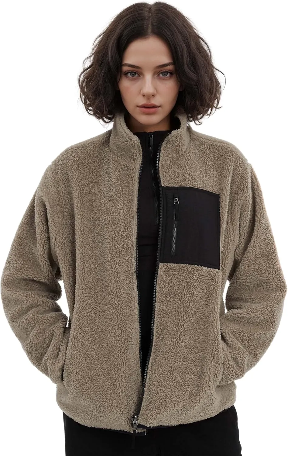 Orolay Women's Reversible Fleece Jackets Full Zip Long Sleeve Coat Soft Fall Winter Outerwear with Pockets