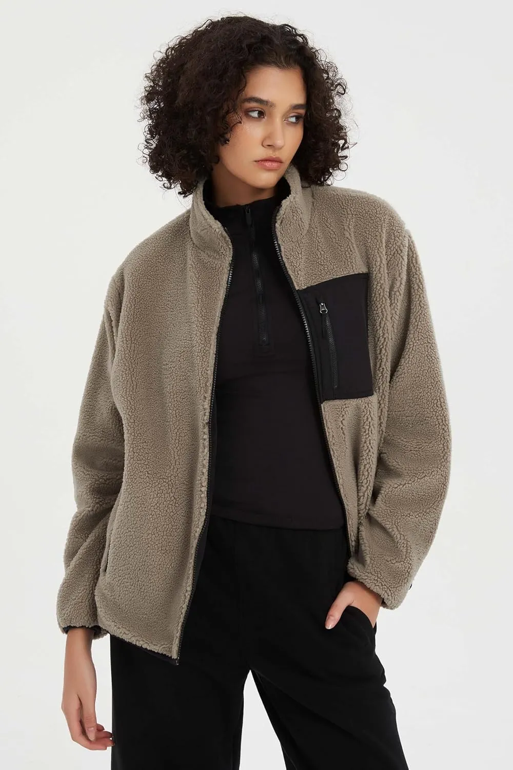 Orolay Women's Reversible Fleece Jackets Full Zip Long Sleeve Coat Soft Fall Winter Outerwear with Pockets