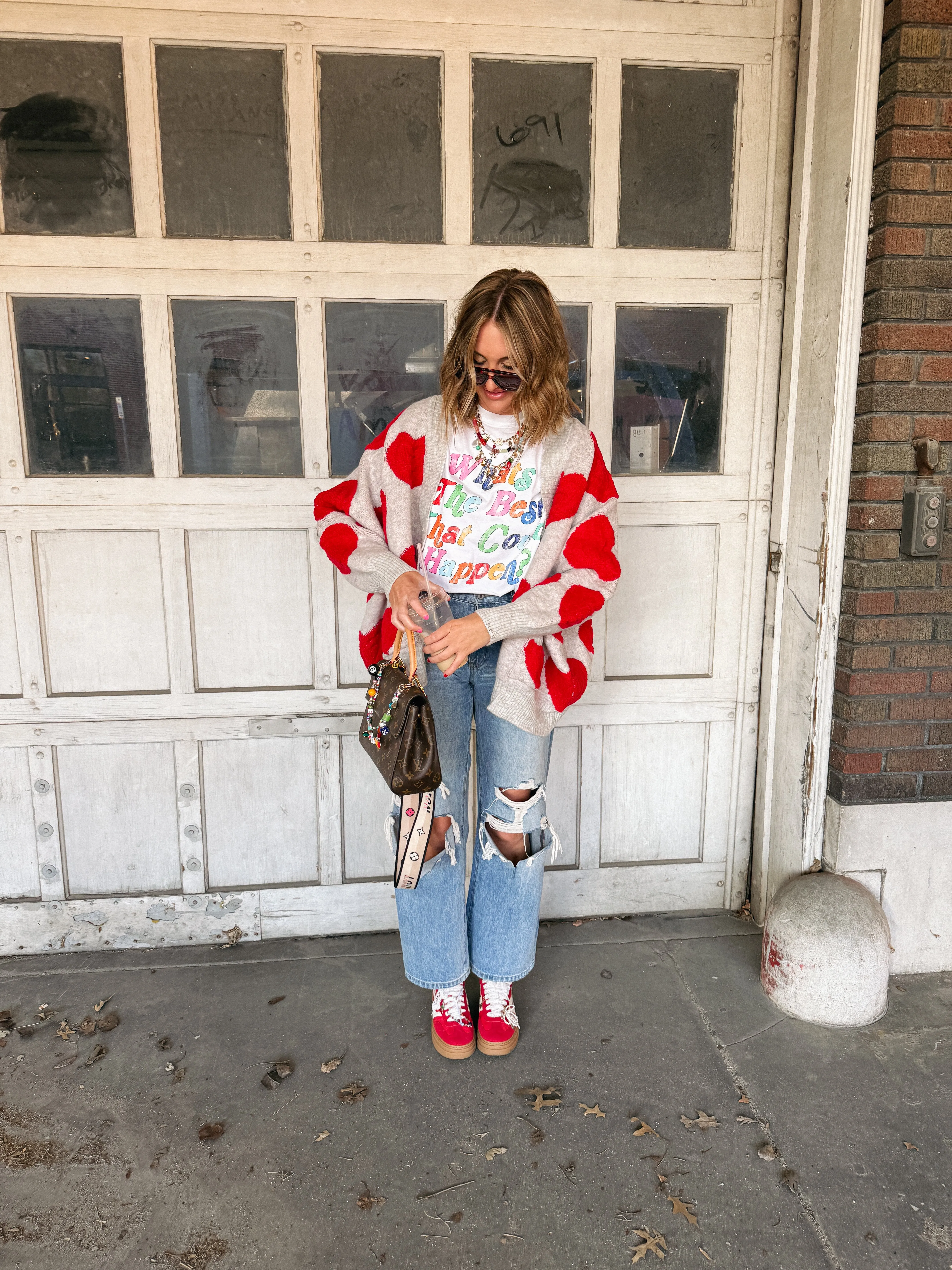 oversized heart cardigan