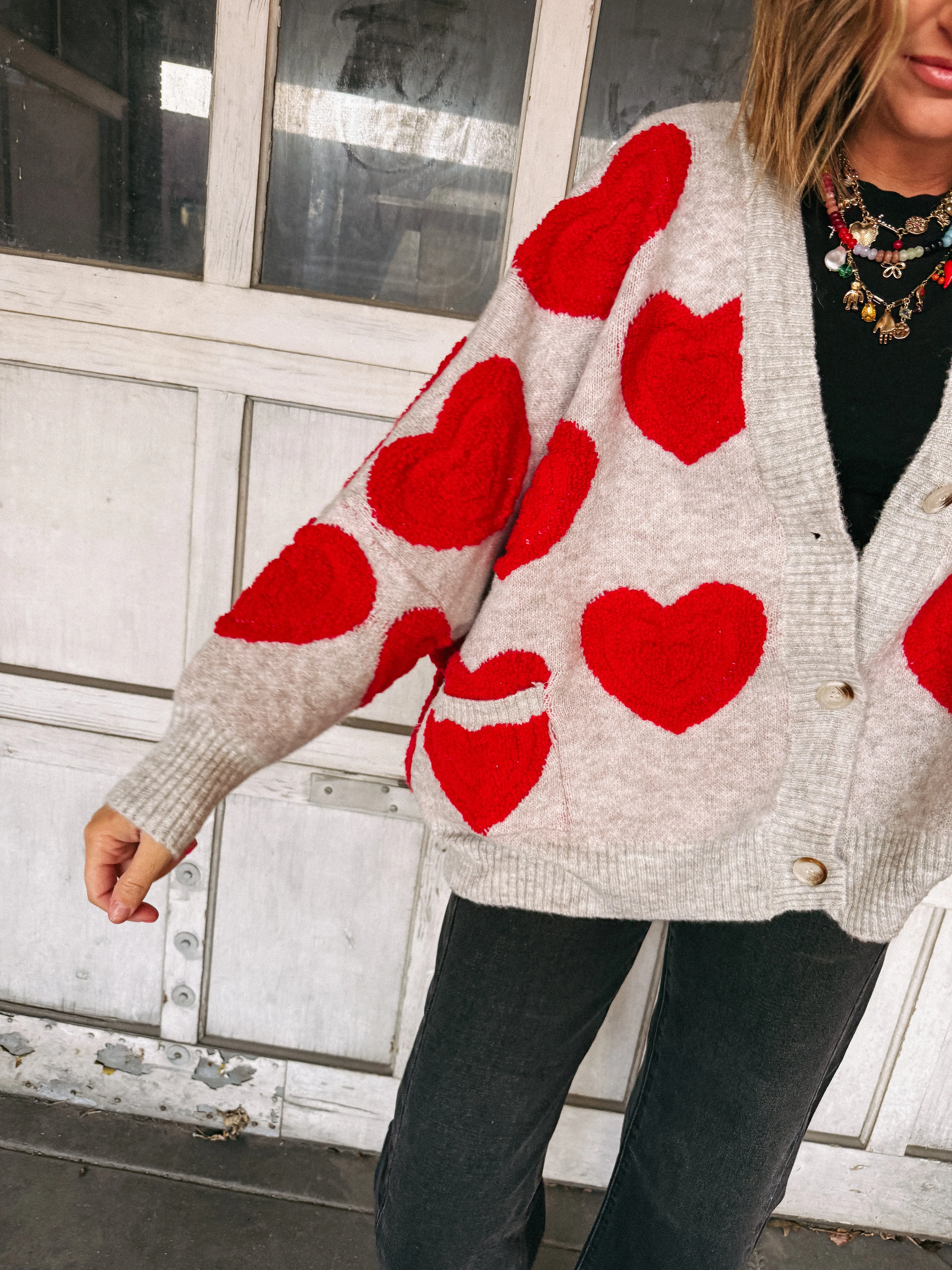 oversized heart cardigan