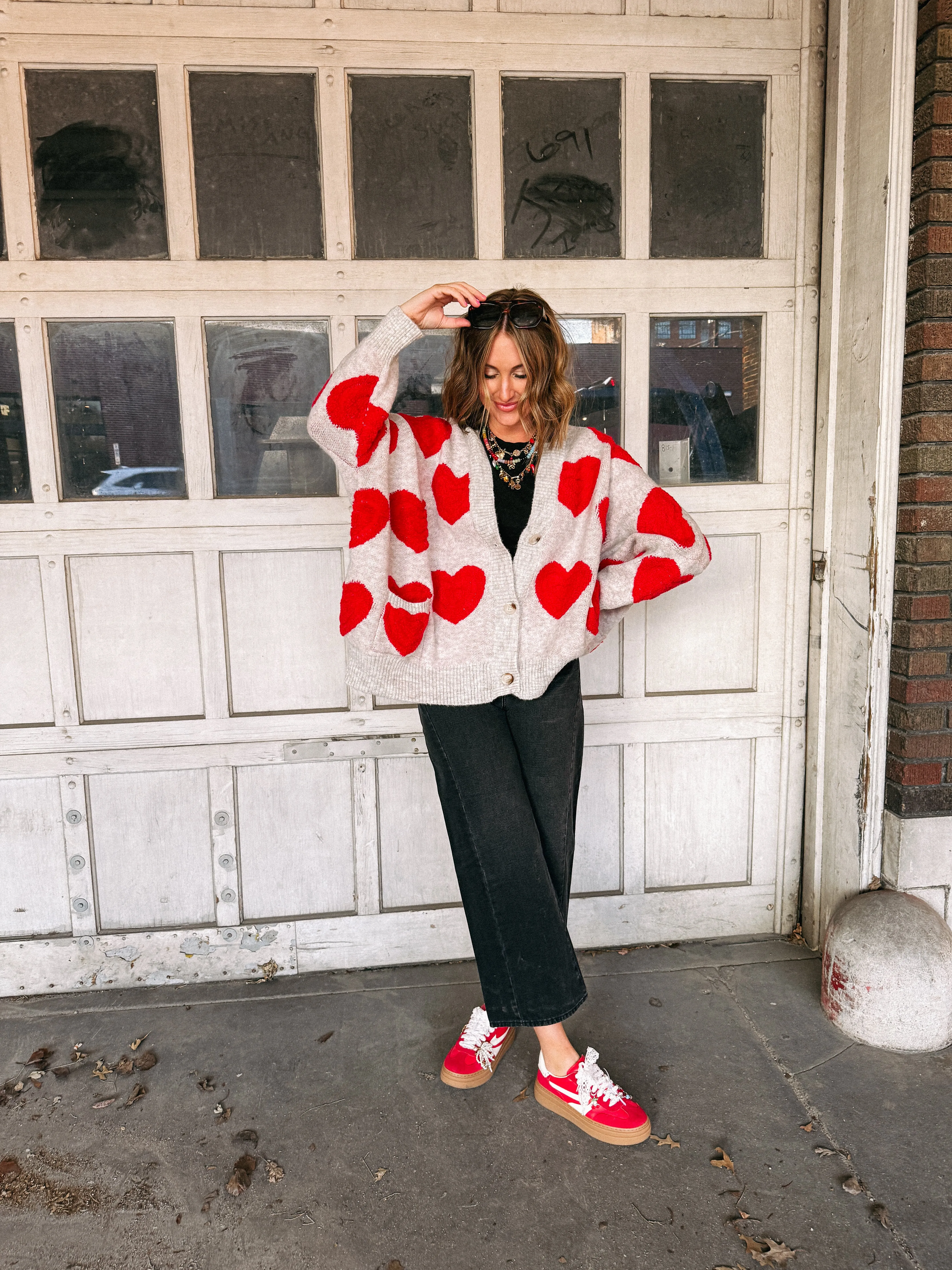 oversized heart cardigan