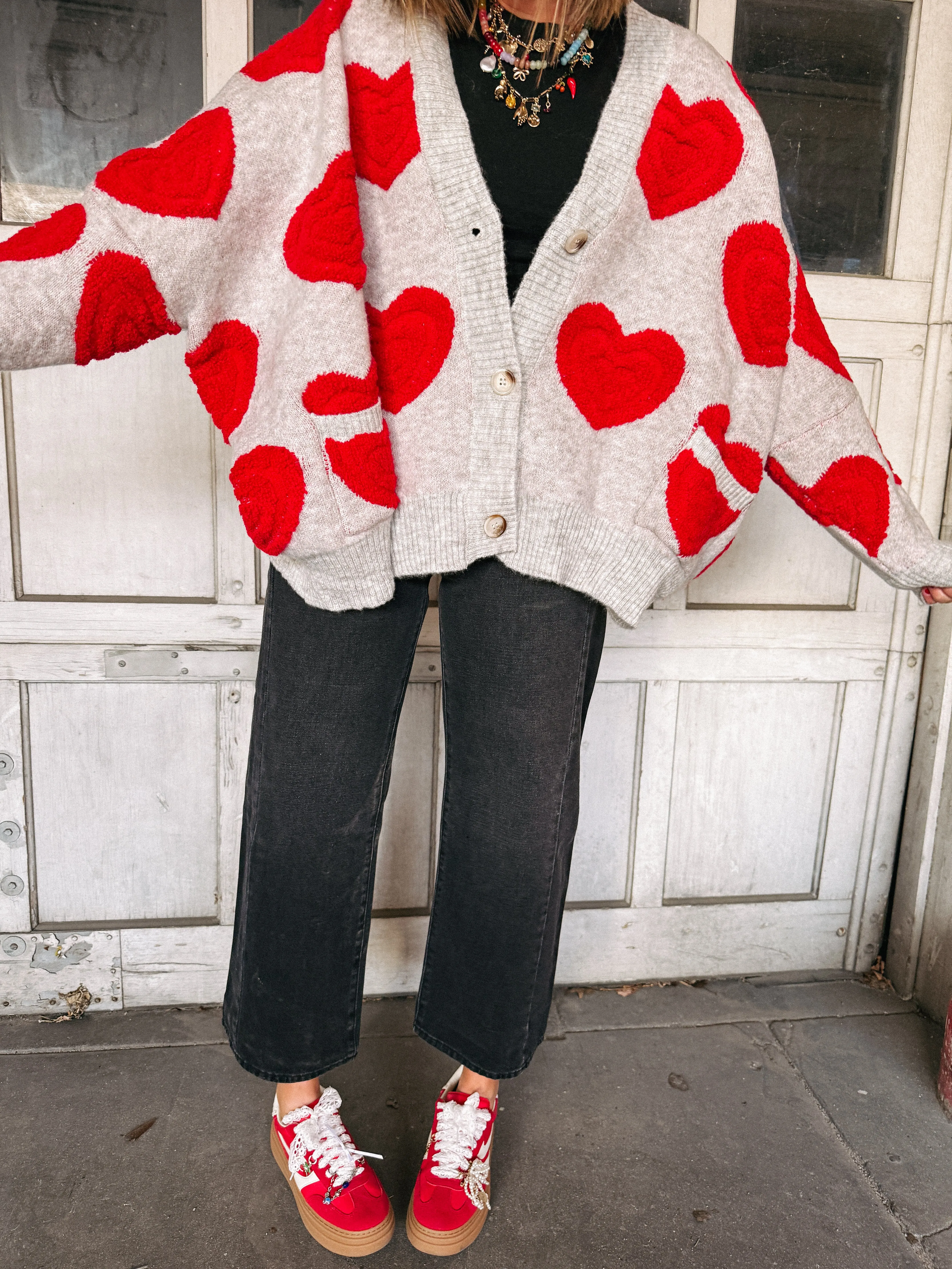 oversized heart cardigan