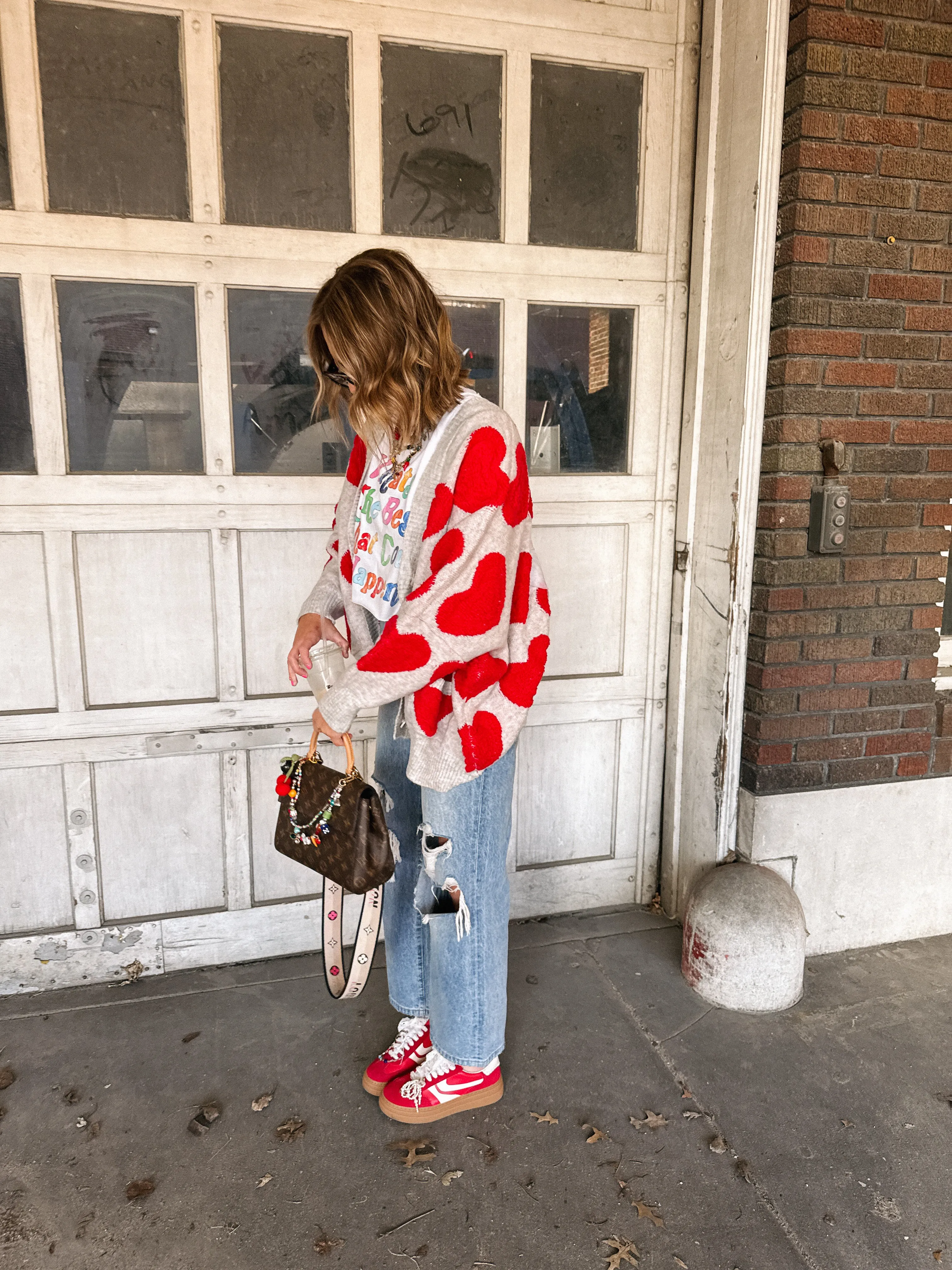 oversized heart cardigan