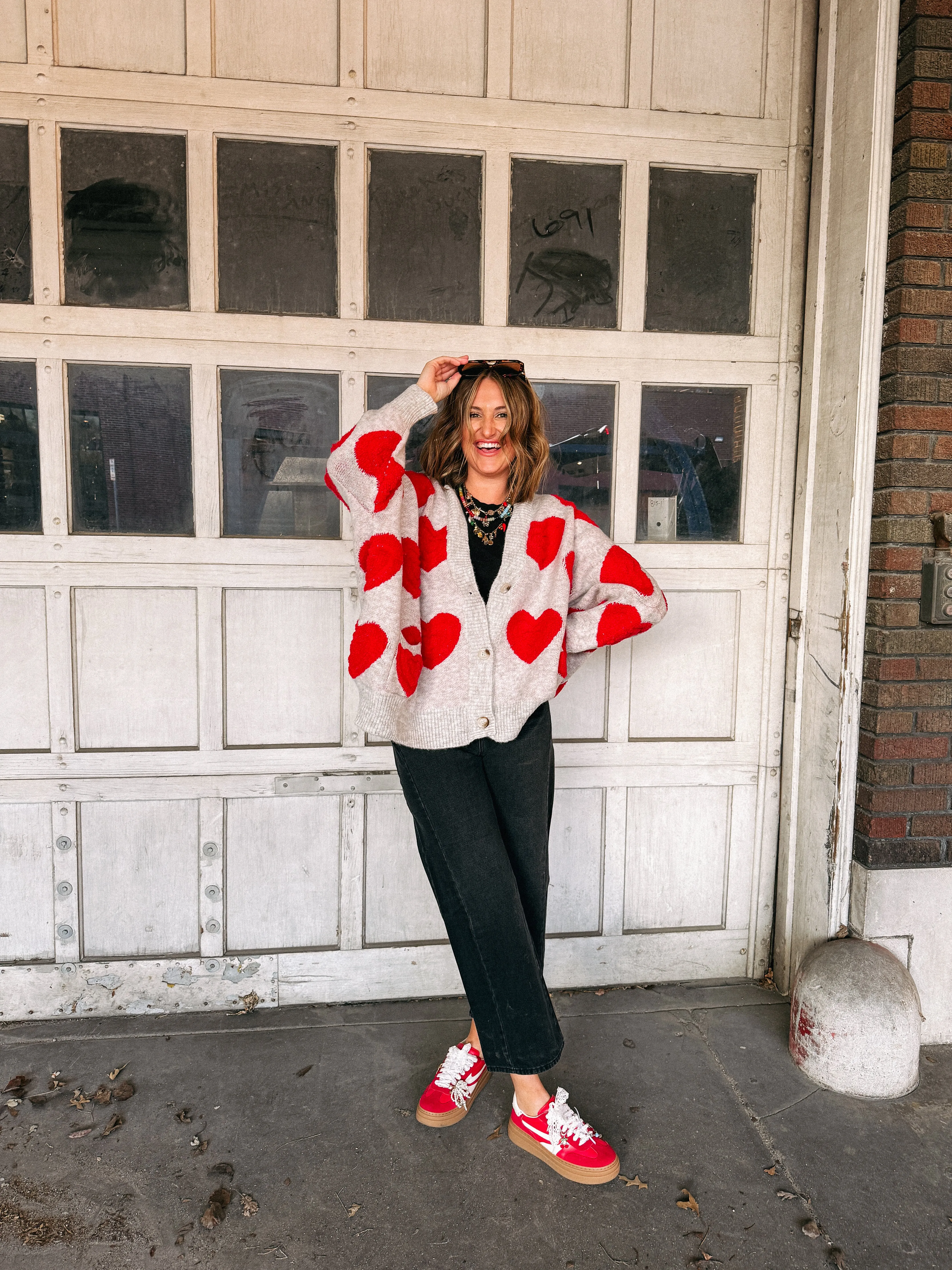 oversized heart cardigan