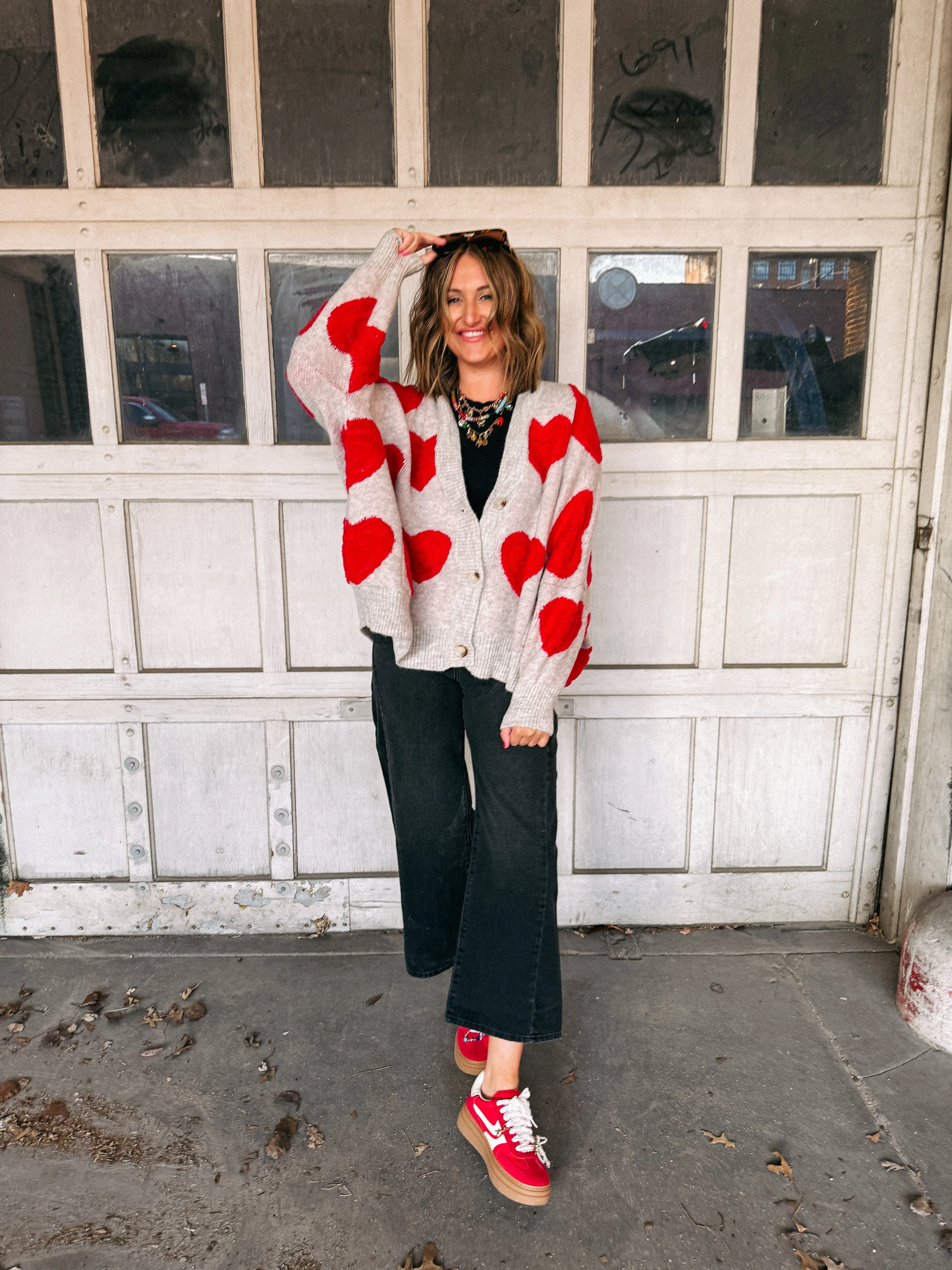 oversized heart cardigan
