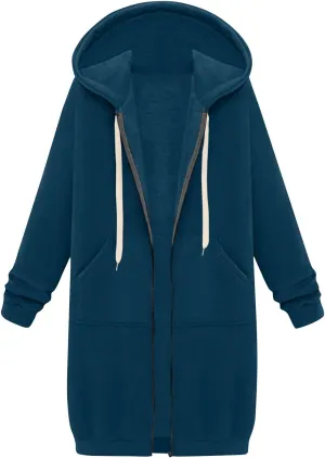 Palaver Long Hoodies for Women oversized Zipper Hooded Jacket Winter Lightweight Fall Casual Sweatshirts with Pockets