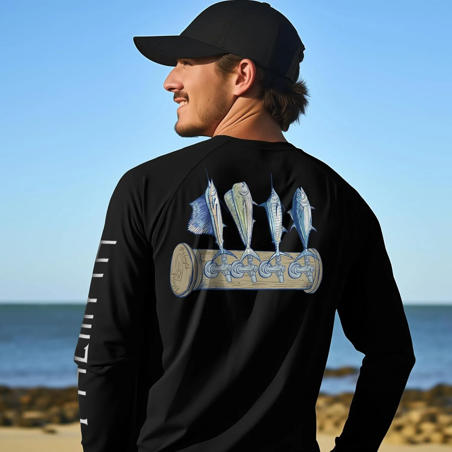 Palmyth Mens Fishing Shirts Long Sleeve Sun Protection Shirts UPF 50  Rash Guard T-Shirt Tee