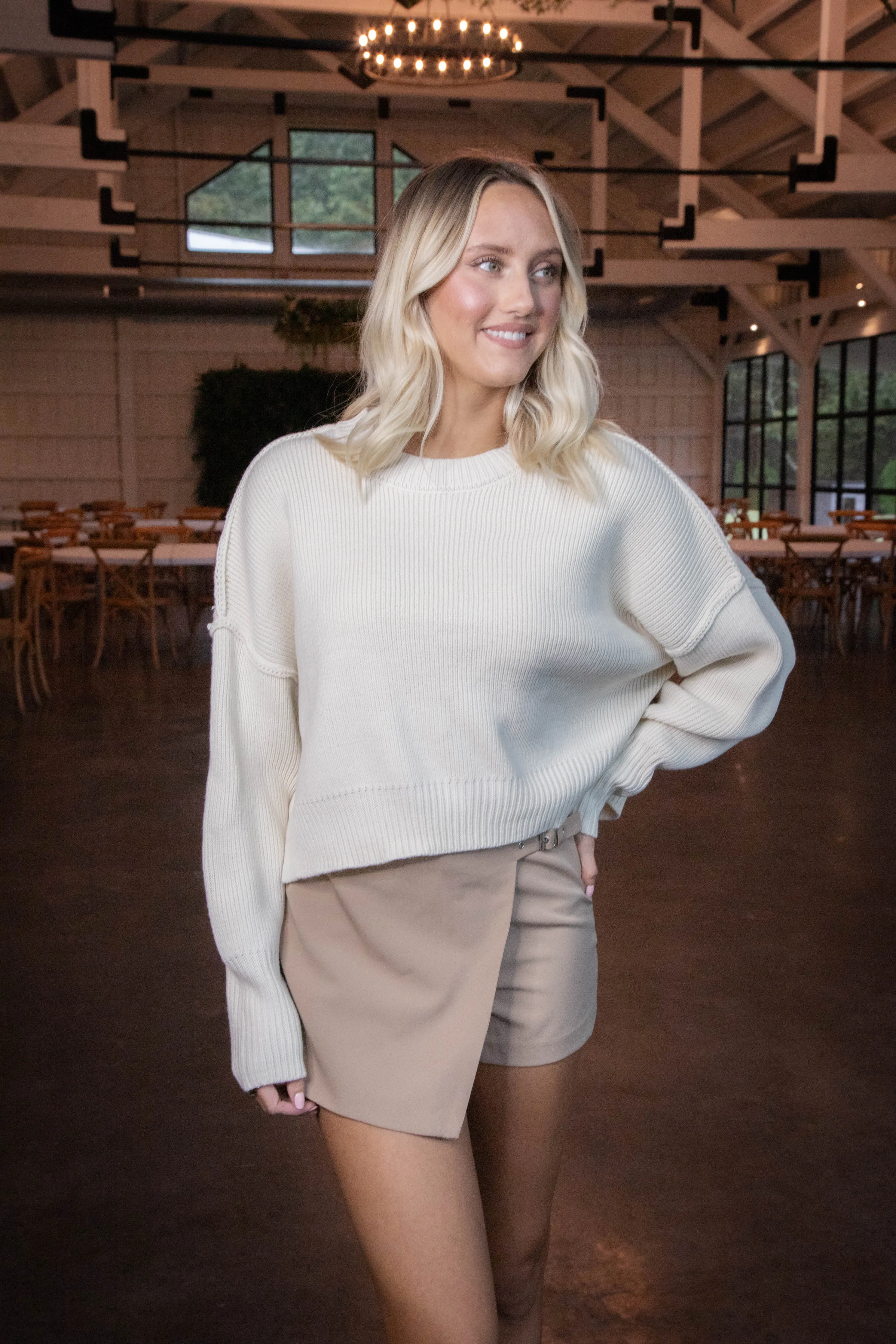 Paloma Buckle Detail Wrap Skort, Khaki