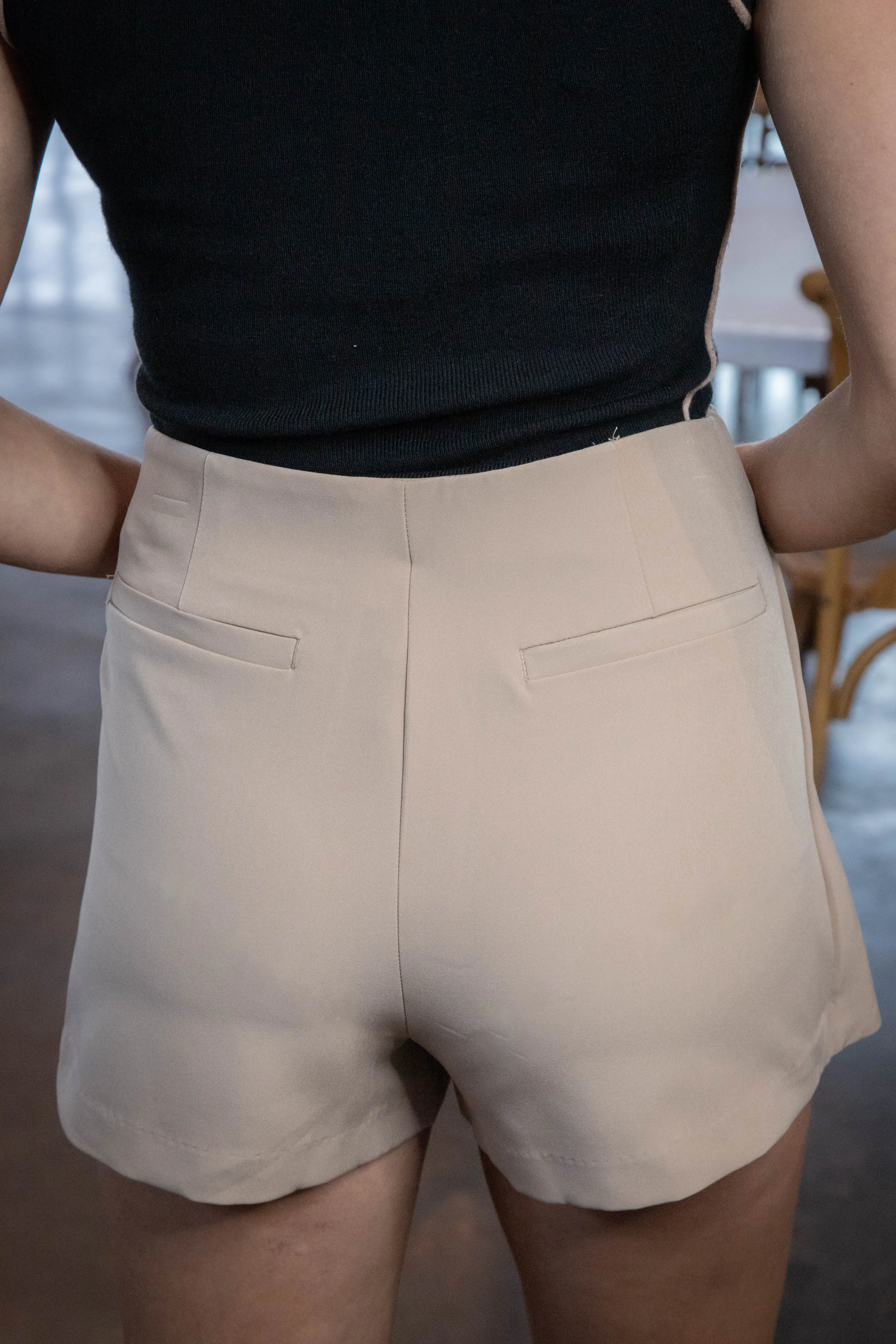 Paloma Buckle Detail Wrap Skort, Khaki