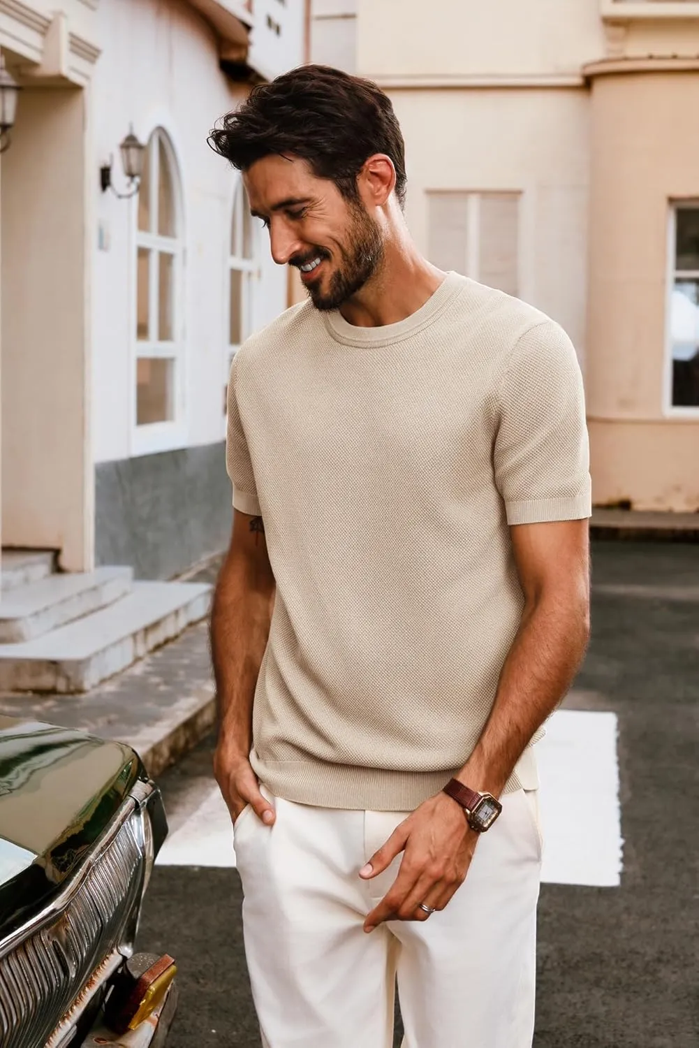 PJ PAUL JONES Mens Casual T-Shirts Classic Short Sleeve Knit Tees Crewneck Solid Tee Shirts