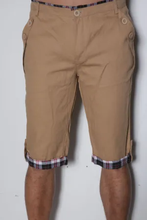 Plaid Cuff Denim Shorts
