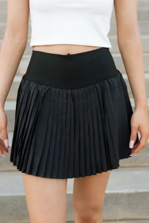 Pleated Tennis Skort - Black