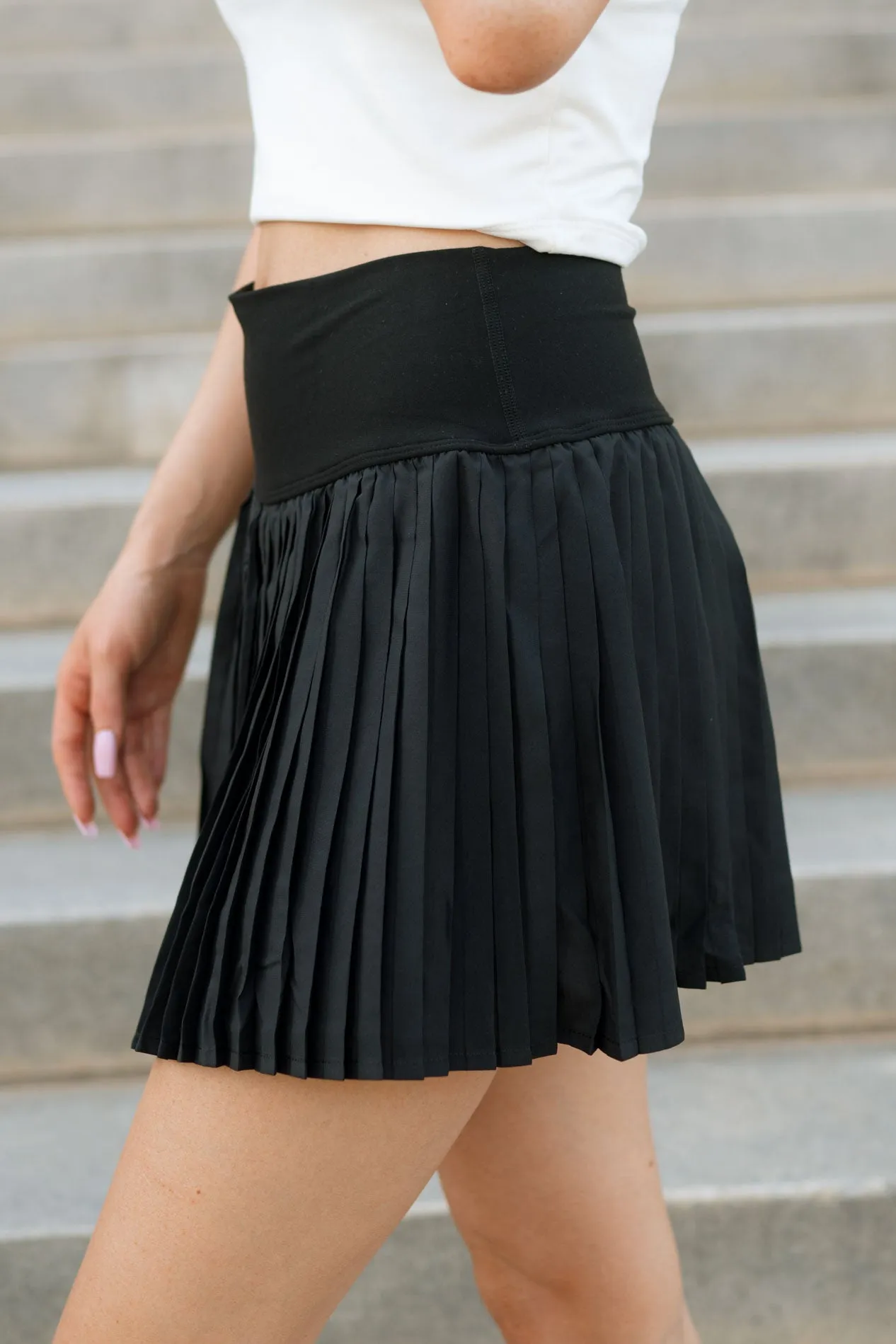 Pleated Tennis Skort - Black