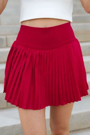 Pleated Tennis Skort - Crimson