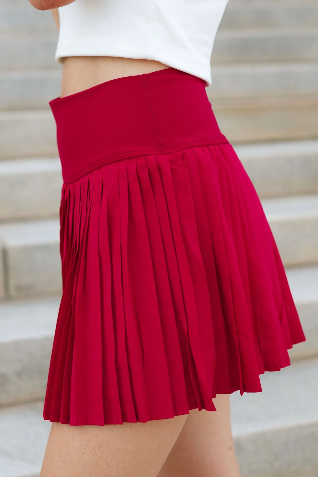 Pleated Tennis Skort - Crimson