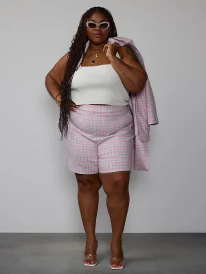 Plus Plaid Bengaline Pull-On Shorts