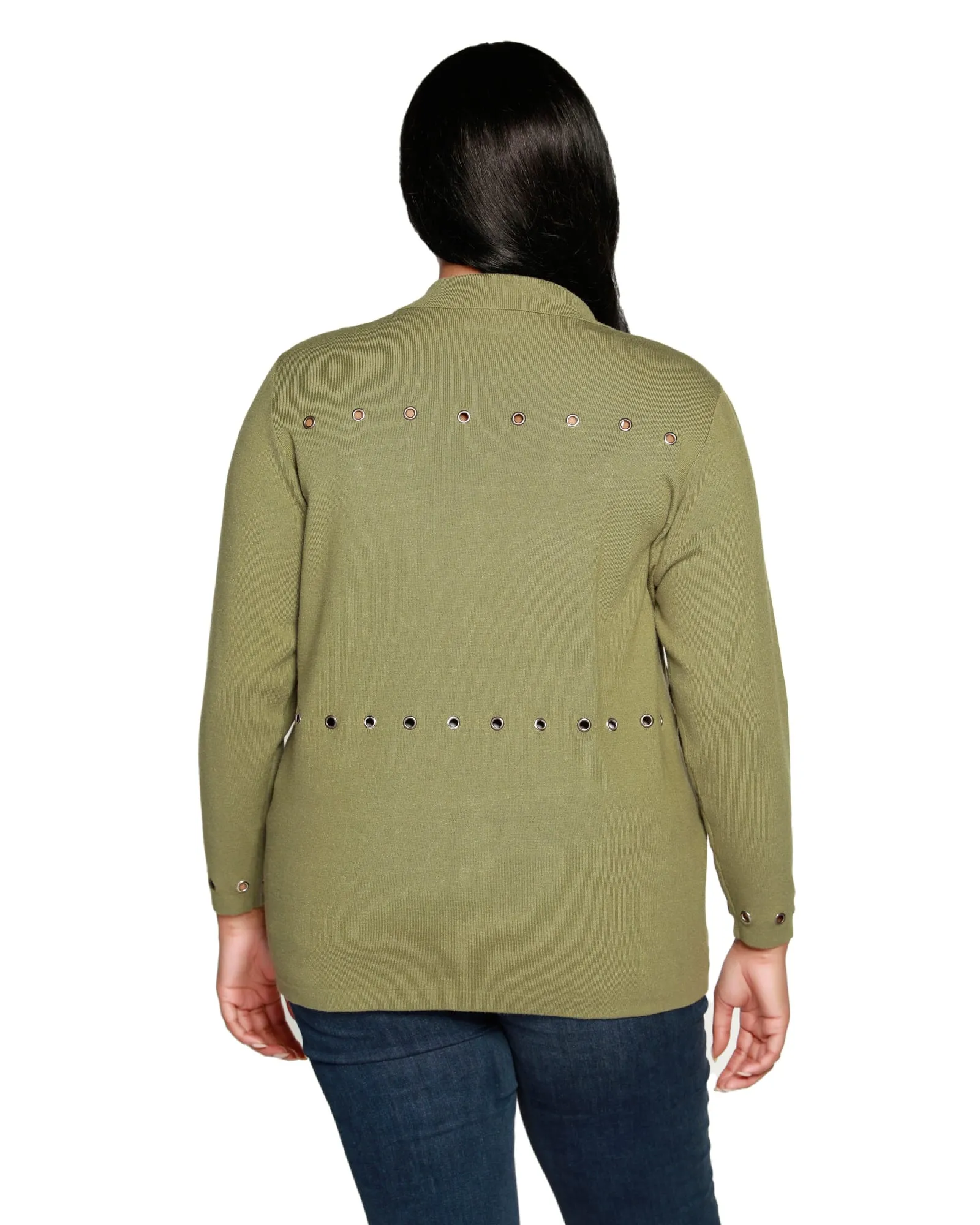 Plus Size Utility Sweater Cardigan | Light Olive