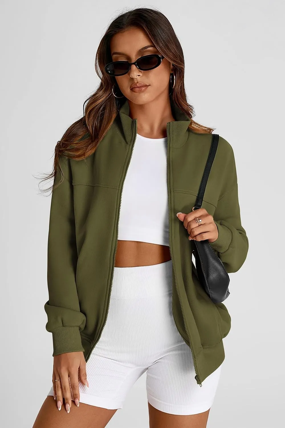 PRETTYGARDEN Women's 2025 Spring Fall Fashion Full Zip Up Sweatshirt Long Sleeve Loose Fit Trendy Casual Jacket with Pockets