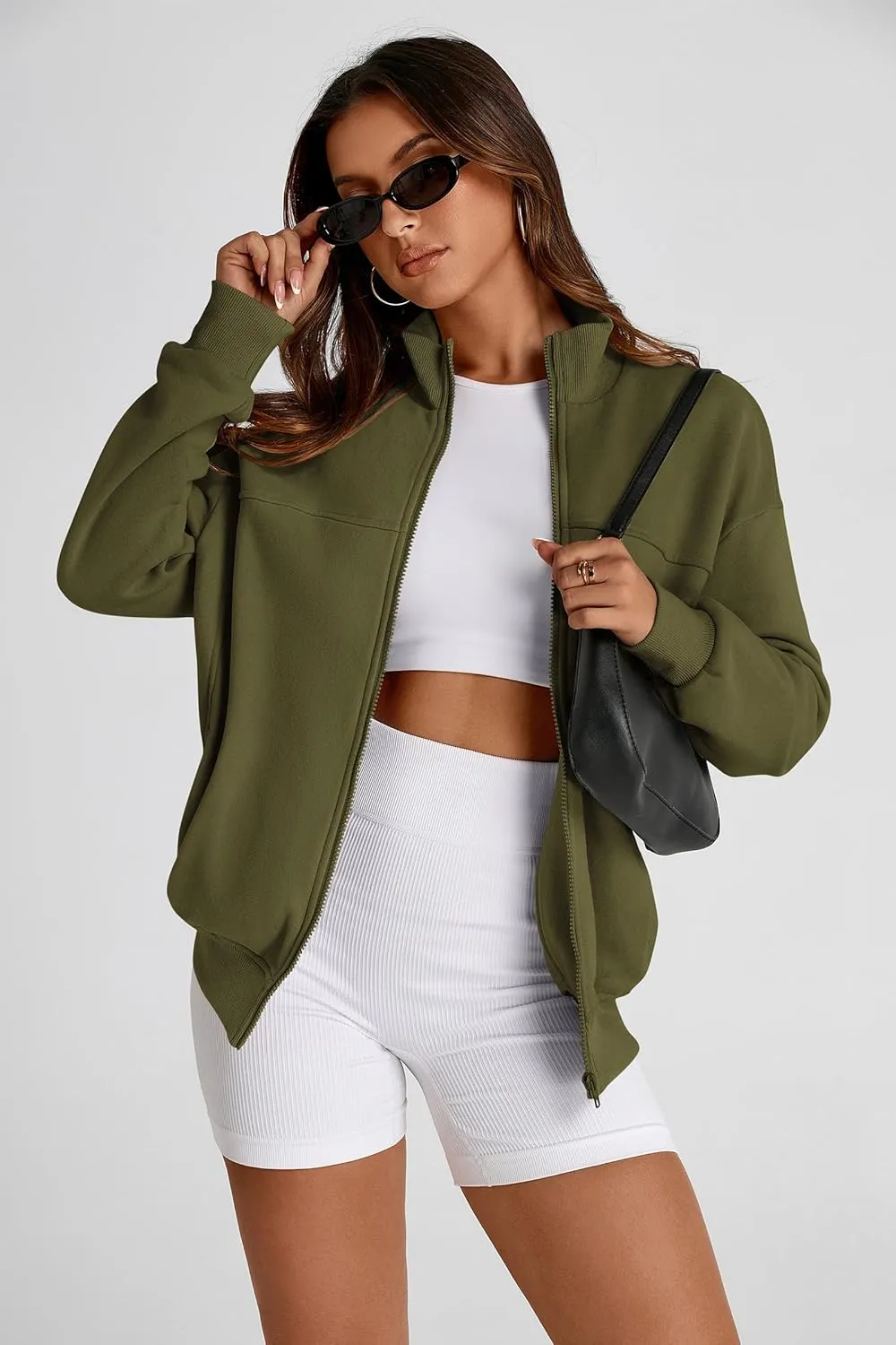 PRETTYGARDEN Women's 2025 Spring Fall Fashion Full Zip Up Sweatshirt Long Sleeve Loose Fit Trendy Casual Jacket with Pockets