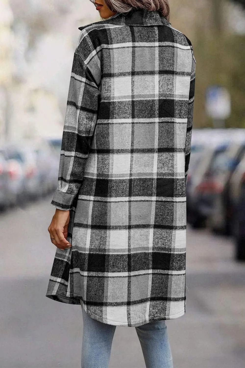 PRETTYGARDEN Women's Plaid Shacket 2025 Long Sleeve Button Up Flannel Shirt Winter Tartan Jacket Woolen Coats
