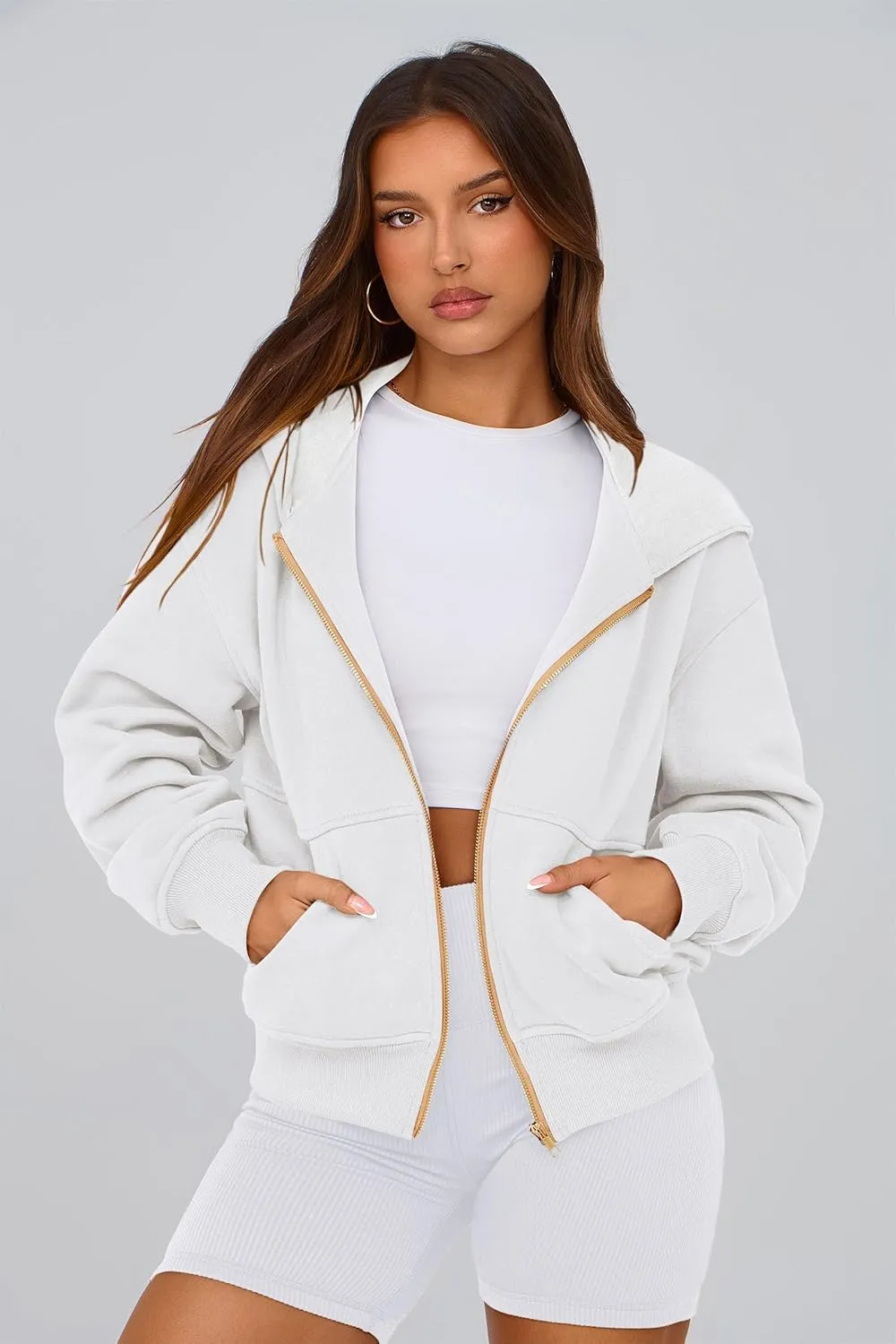 PRETTYGARDEN Women's Zip Up Hoodie Sweatshirt Y2K Fall Fashion Clothes Long Sleeve Loose Fit Pockets Casual Trendy Jacket