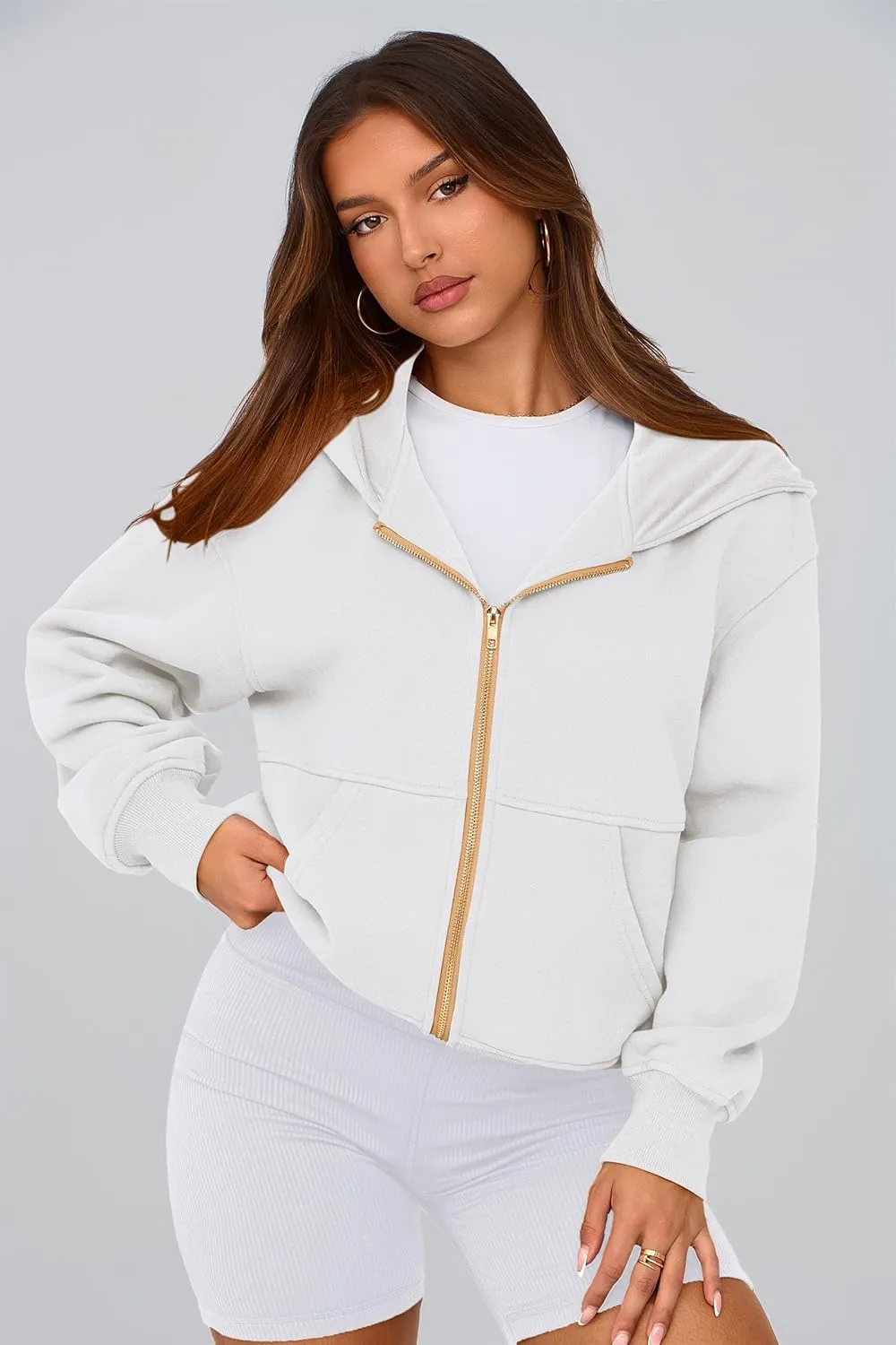 PRETTYGARDEN Women's Zip Up Hoodie Sweatshirt Y2K Fall Fashion Clothes Long Sleeve Loose Fit Pockets Casual Trendy Jacket
