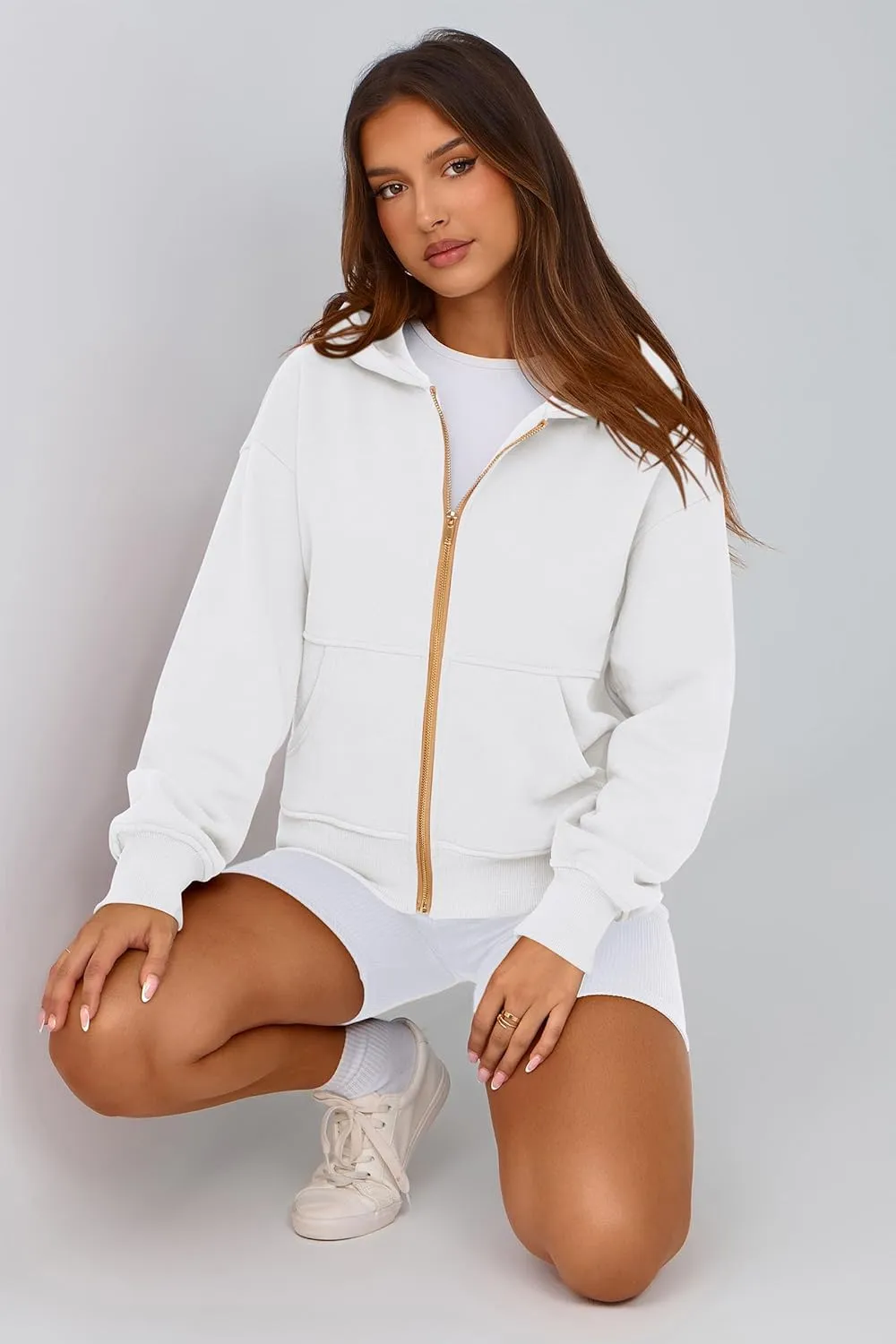 PRETTYGARDEN Women's Zip Up Hoodie Sweatshirt Y2K Fall Fashion Clothes Long Sleeve Loose Fit Pockets Casual Trendy Jacket