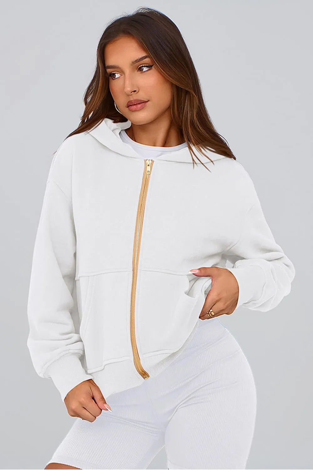 PRETTYGARDEN Women's Zip Up Hoodie Sweatshirt Y2K Fall Fashion Clothes Long Sleeve Loose Fit Pockets Casual Trendy Jacket