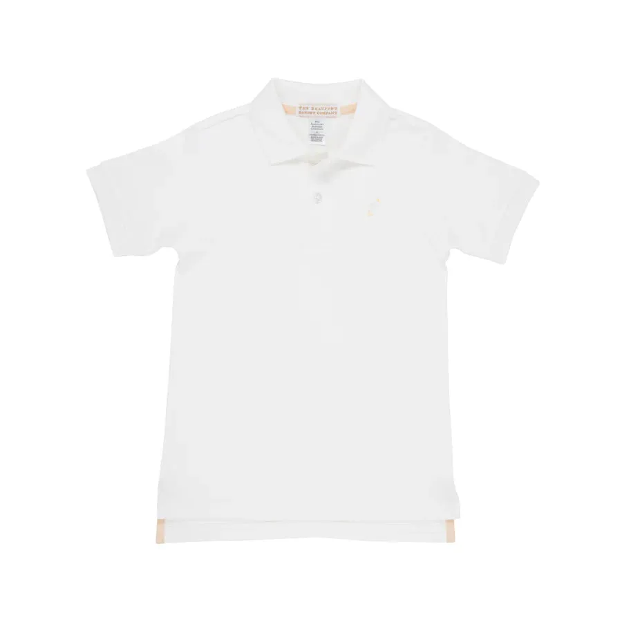 Prim & Proper Polo - Worth Avenue White With Multicolor Stork