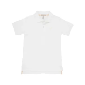 Prim & Proper Polo - Worth Avenue White With Multicolor Stork