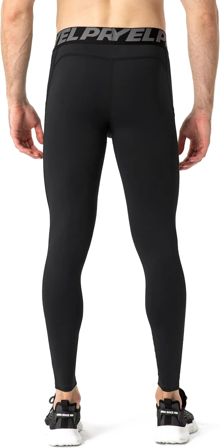 Queerier 3 Pack Men's Compression Pants Athletic Leggings with Pockets Running Baselayer Tights Cycling Workout Pants